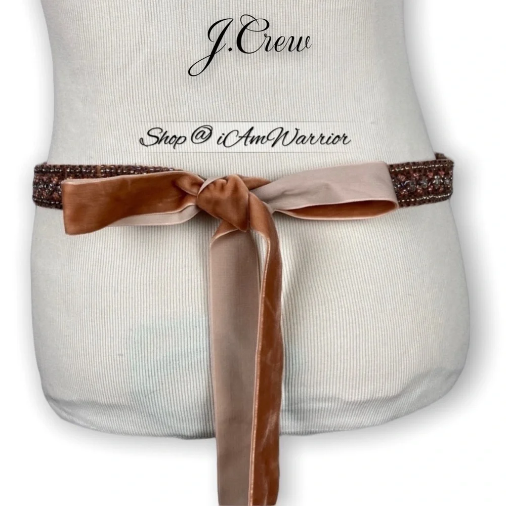 J.Crew NWOT beaded blush velvet sash belt *shop@iamwarrior